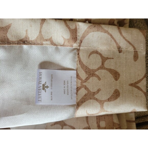 Royal Velvet TAN  Paisley Curtain Drape 2 Panels 54”x84” Rod Pocket or clip ring - Picture 3 of 7